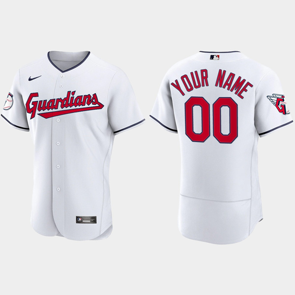 Men's Cleveland Guardians Personalized Custom White Baseball Flex Base Stitched Jersey