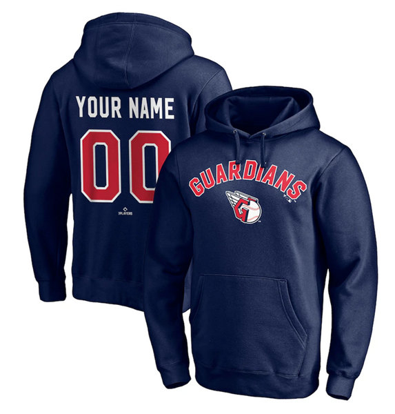 Men's Cleveland Guardians Customized Navy Hoodie