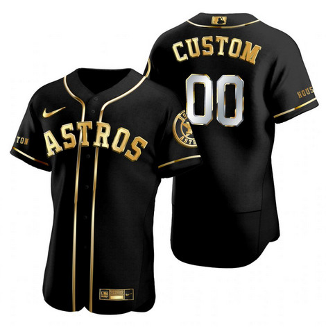Men's Houston Astros Customized Black Golden Edition Stitched MLB Jersey