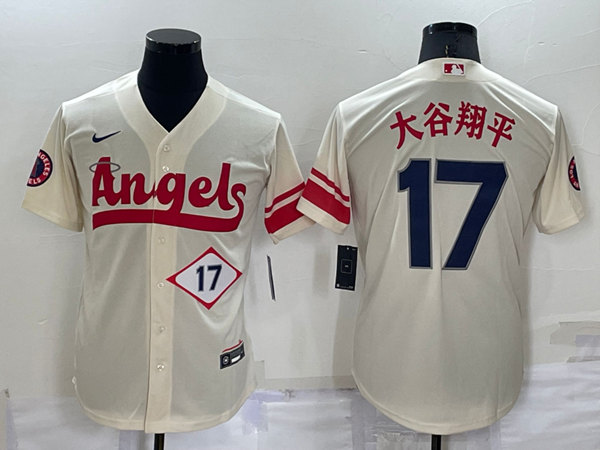 Men's Los Angeles Angels #17 大谷翔平 2022 Cream City Connect Cool Base Stitched Jersey