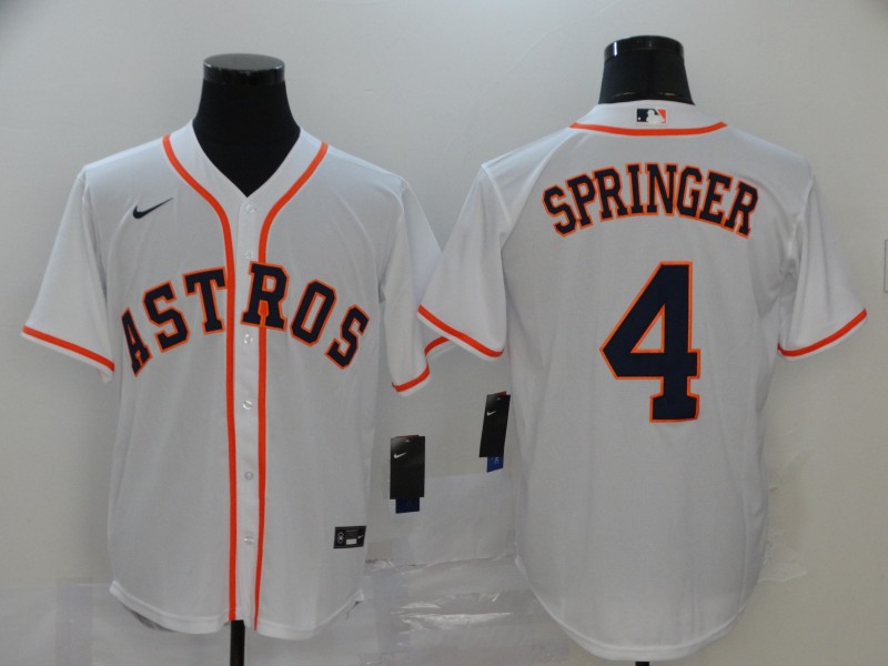 Men's Houston Astros #4 George Springer White Cool Base Stitched MLB Jersey