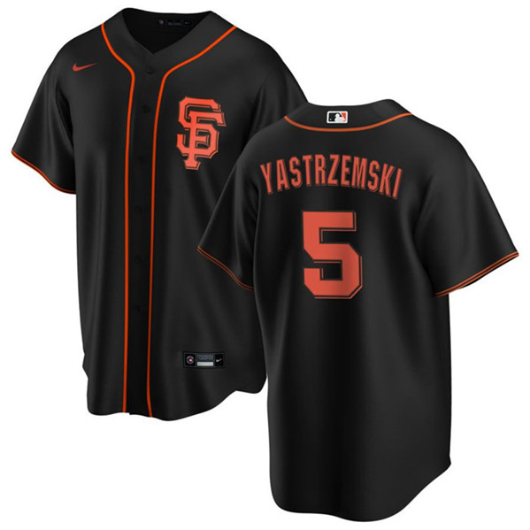 Men's San Francisco Giants #5 Mike Yastrzemski Black Cool Base Stitched Jersey
