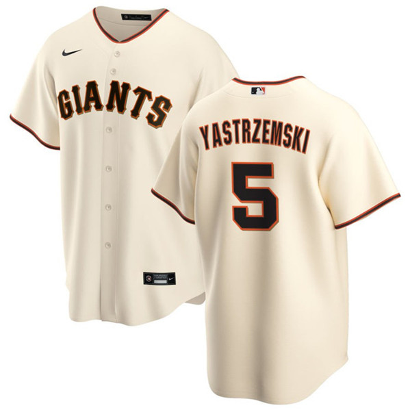 Men's San Francisco Giants #5 Mike Yastrzemski Cream Cool Base Stitched Jersey
