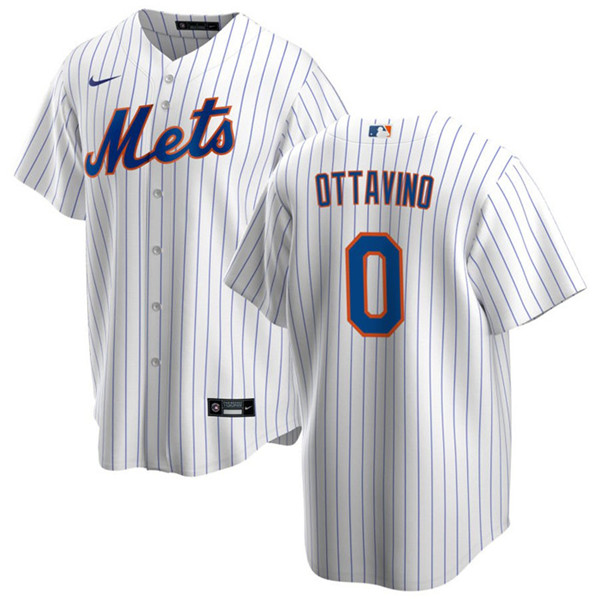 Men's New York Mets #0 Adam Ottavino White Cool Base Stitched Jersey