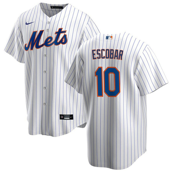 Men's New York Mets #10 Eduardo Escobar White Cool Base Stitched Jersey
