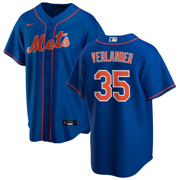 Men's New York Mets #35 Justin Verlander Royal Cool Base Stitched Baseball Jersey