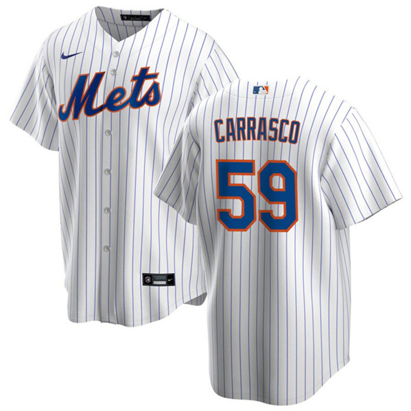 Men's New York Mets #59 Carlos Carrasco White Cool Base Stitched Jersey