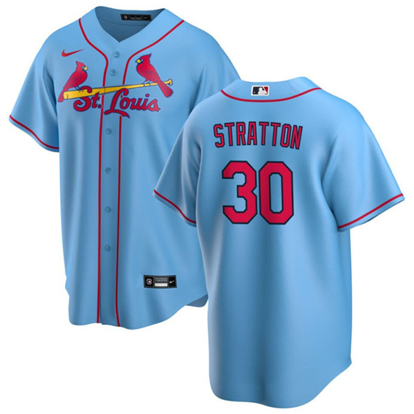 Men's St. Louis Cardinals #30 Chris Stratton Blue Cool Base Stitched Jersey