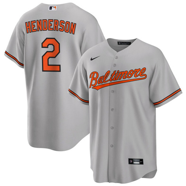 Men's Baltimore Orioles #2 Gunnar Henderson Gray Cool Base Stitched Jersey