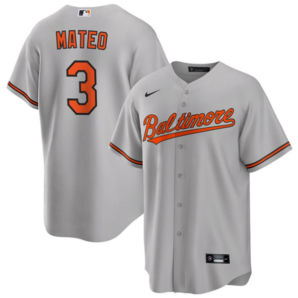 Men's Baltimore Orioles #3 Jorge Mateo Gray Cool Base Stitched Jersey