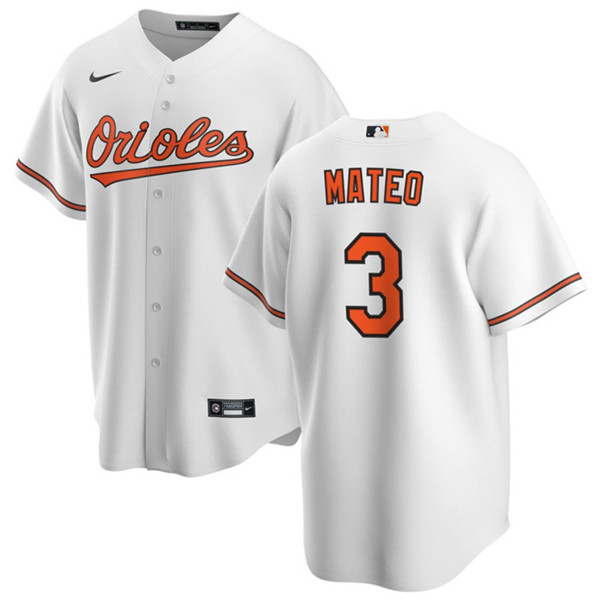 Men's Baltimore Orioles #3 Jorge Mateo White Cool Base Stitched Jersey