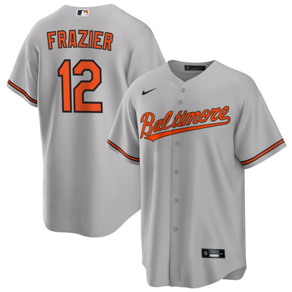 Men's Baltimore Orioles #12 Adam Frazier Gray Cool Base Stitched Jersey