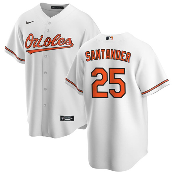 Men's Baltimore Orioles #25 Anthony Santander White Cool Base Stitched Jersey