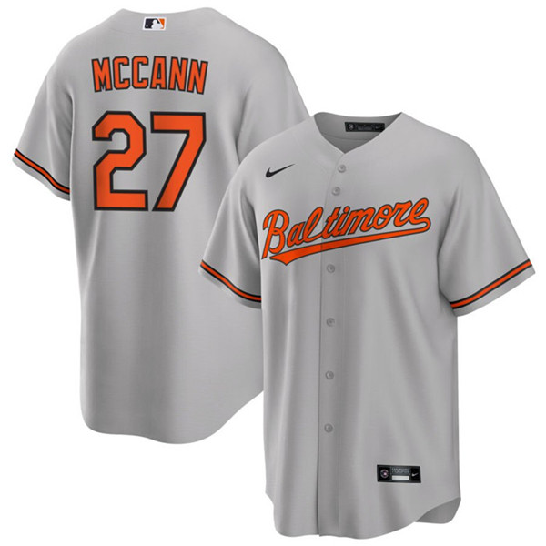 Men's Baltimore Orioles #27 James McCann Gray Cool Base Stitched Jersey