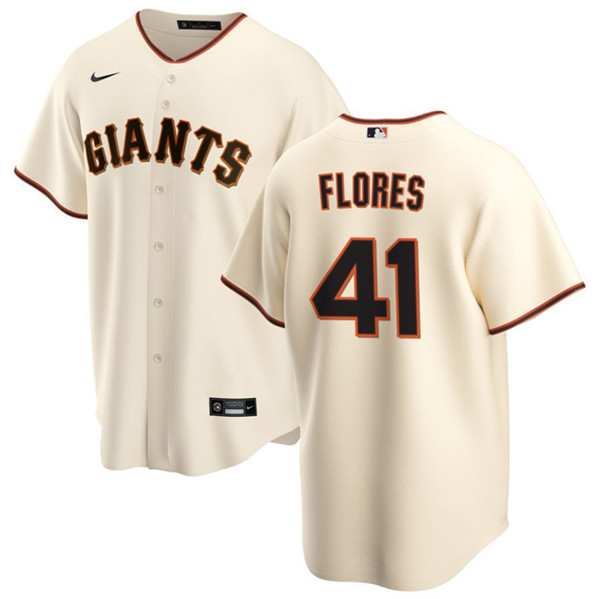 Men's San Francisco Giants #41 Wilmer Flores Cream Cool Base Stitched Jersey