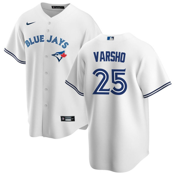 Men's Toronto Blue Jays #25 Daulton Varsho White Cool Base Stitched Jersey