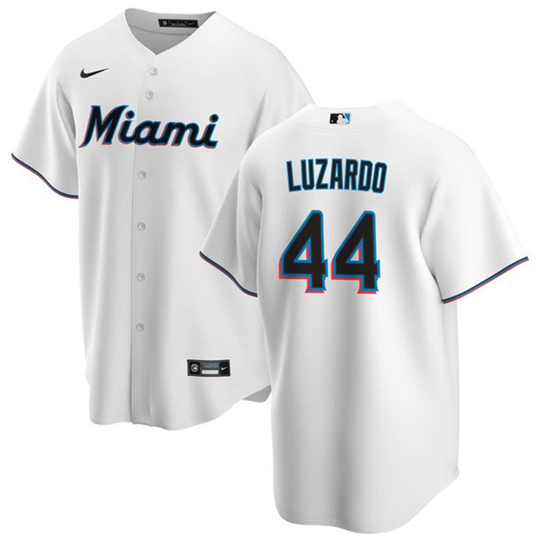 Men's Miami Marlins #44 Jesús Luzardo White Cool Base Stitched Baseball Jersey
