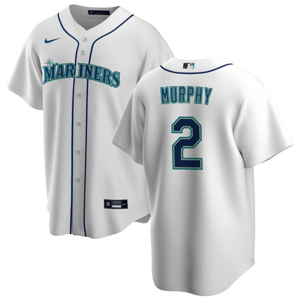 Men's Seattle Mariners #2 Tom Murphy White Cool Base Stitched jersey