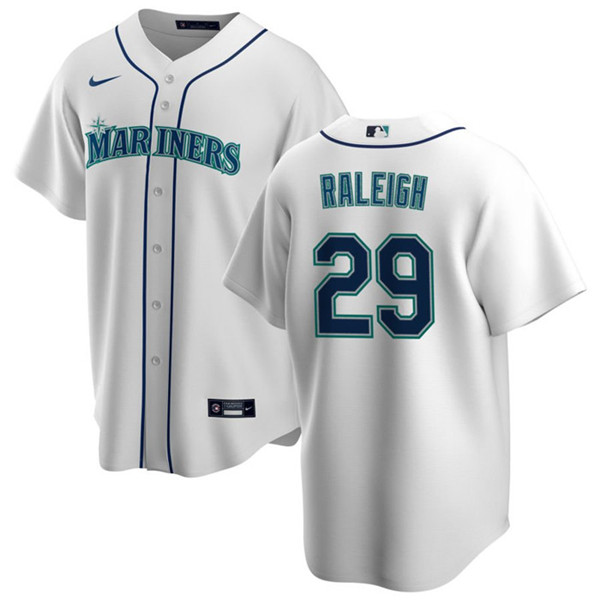 Men's Seattle Mariners #29 Cal Raleigh White Cool Base Stitched jersey