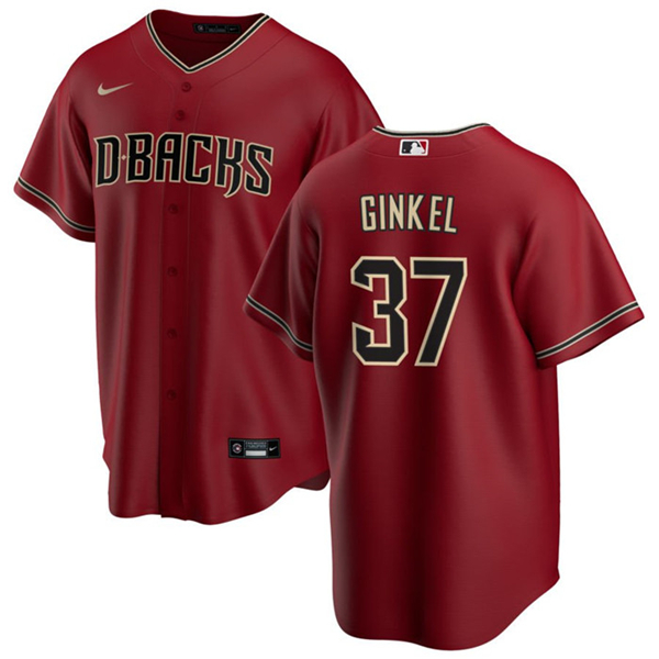 Men's Arizona Diamondbacks #37 Kevin Ginkel Red Cool Base Stitched Baseball Jersey