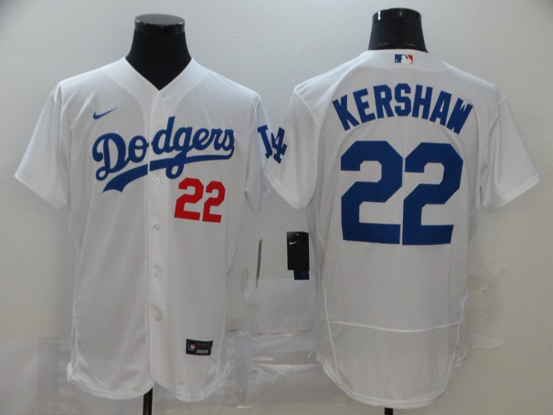 Men's Los Angeles Dodgers #22 Clayton Kershaw White Flex Base Stitched MLB Jersey