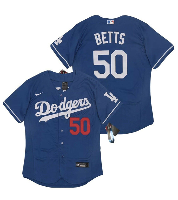 Men's Los Angeles Dodgers #50 Mookie Betts Blue Cool Base Stitched MLB Jersey