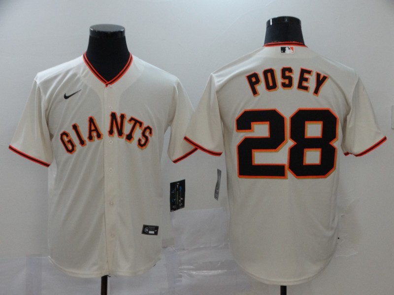 Men's San Francisco Giants #28 Buster PoseyWhite Cool Base Stitched MLB Jersey