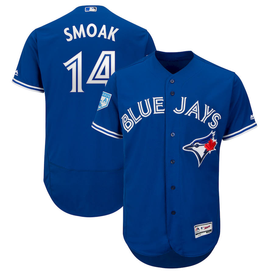 Men's Toronto Blue Jays #14 Justin Smoak Majestic Royal 2019 Spring Training Flex Base Stitched MLB Jersey