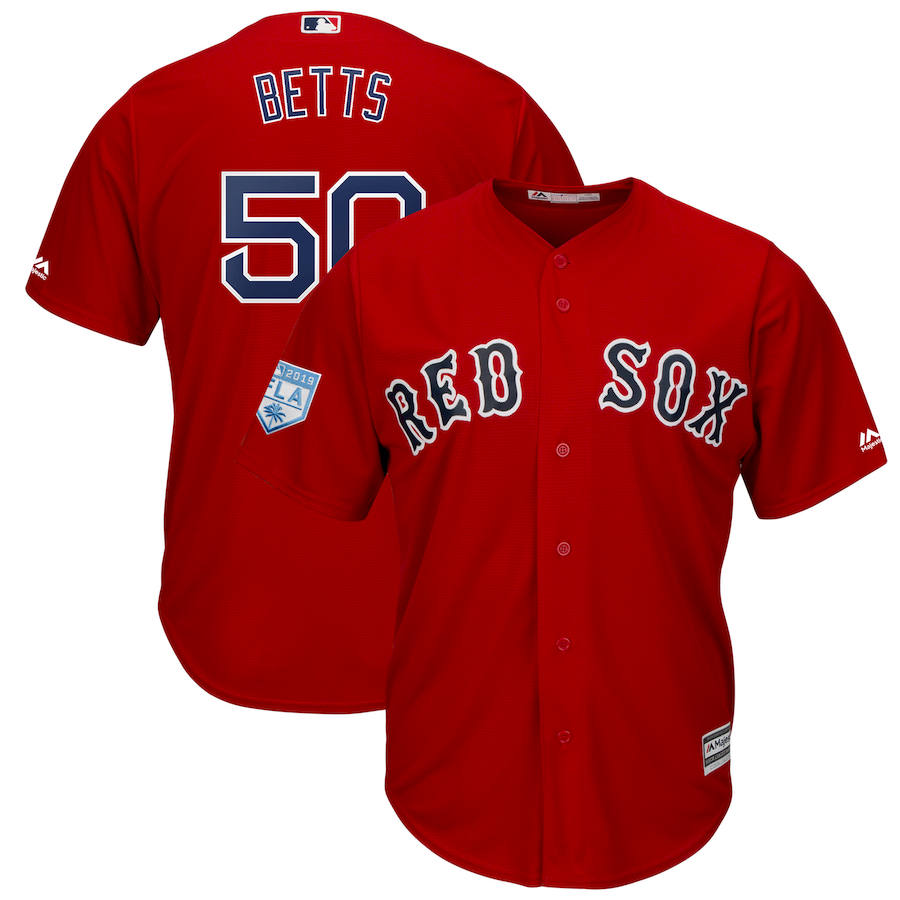Men's Boston Red Sox #50 Mookie Betts Red 2019 Spring Training Cool Base Stitched MLB Jersey