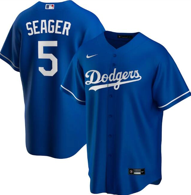 Men's Los Angeles Dodgers Blue #5 Corey Seager Cool Base Stitched MLB Jersey