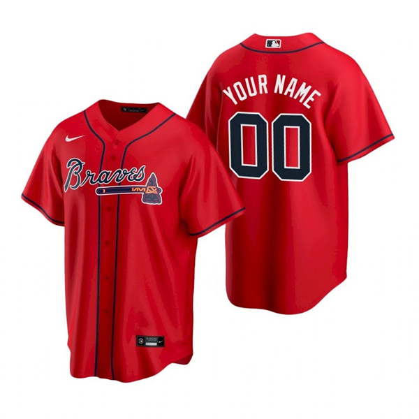 Men's Atlanta Braves Customized Red Stitched MLB Jersey