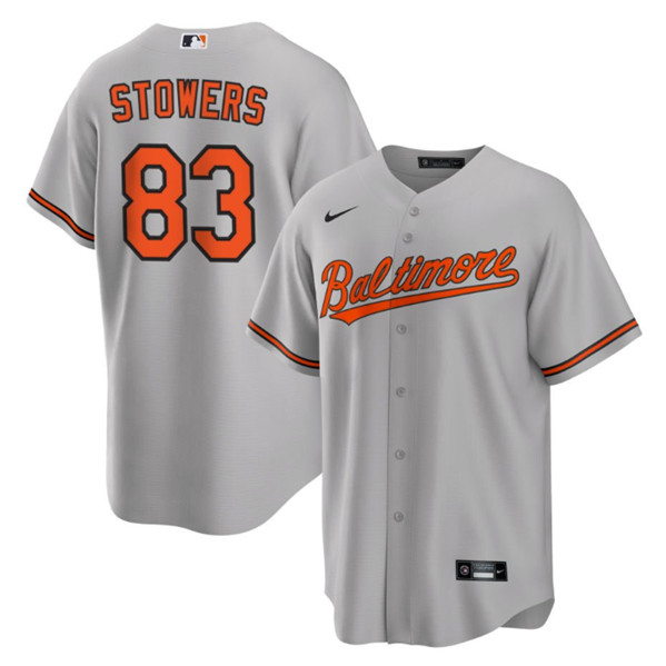 Men's Baltimore Orioles #83 Kyle Stowers Gray Cool Base Stitched Jersey