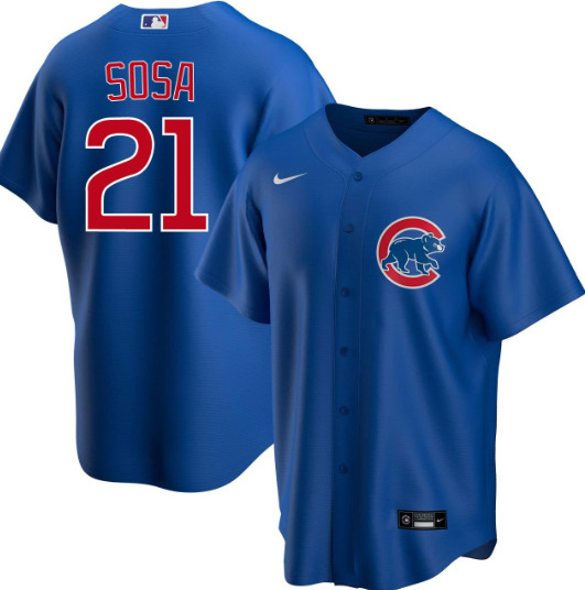 Men's Chicago Cubs Blank #21 Sammy Sosa Blue Cool Base Stitched MLB Jersey