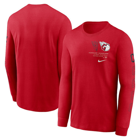 Men's Cleveland Guardians Red Long Sleeve T-Shirt