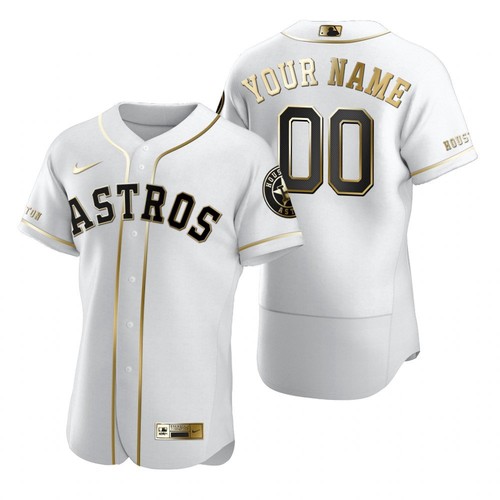 Men's Houston Astros Customized White Golden Edition Stitched MLB Jersey