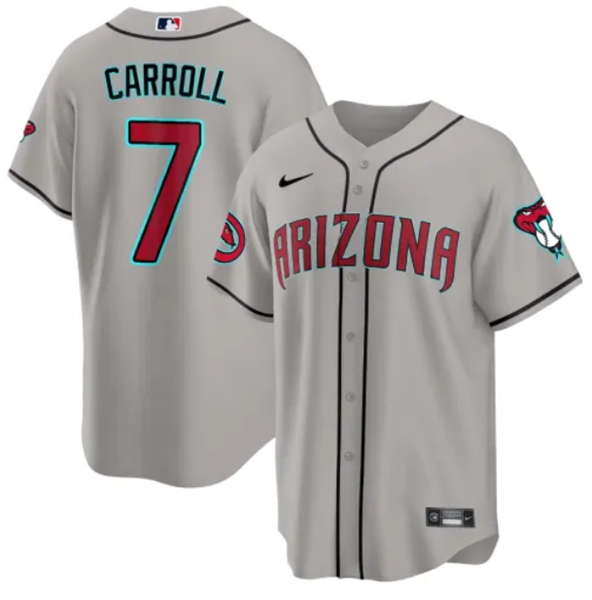 Men's Arizona Diamondbacks #7 Corbin Carroll Gray 2024 Cool Base Stitched Baseball Jersey