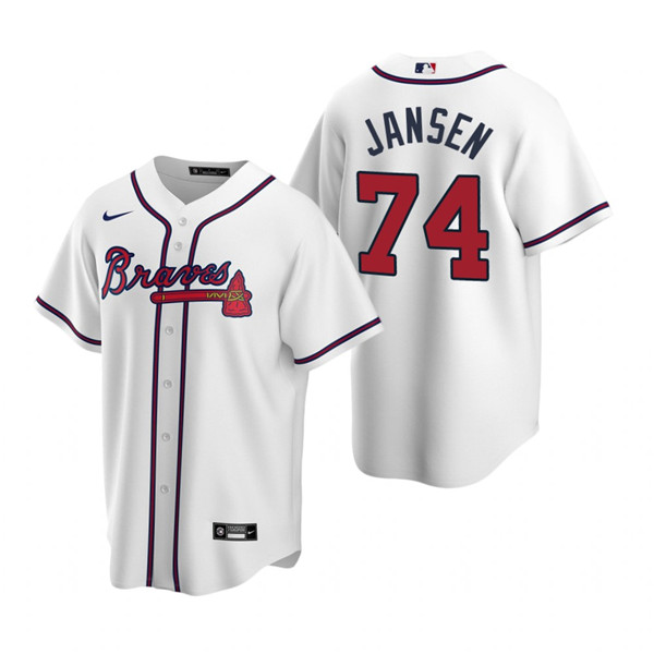 Men's Atlanta Braves #74 Kenley Jansen White Cool Base Stitched Baseball Jersey