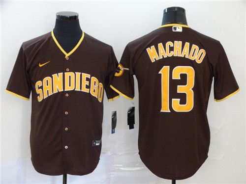 Men's San Diego Padres Majestic Coffee #13 Manny Machado Stitched MLB Jersey
