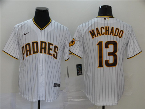 Men's San Diego Padres Majestic White #13 Manny Machado Stitched MLB Jersey