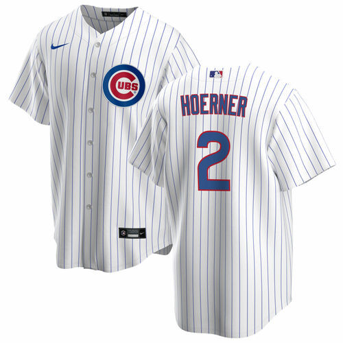 Men's Chicago Cubs #2 Nico Hoerner White Cool Base Stitched Baseball Jersey
