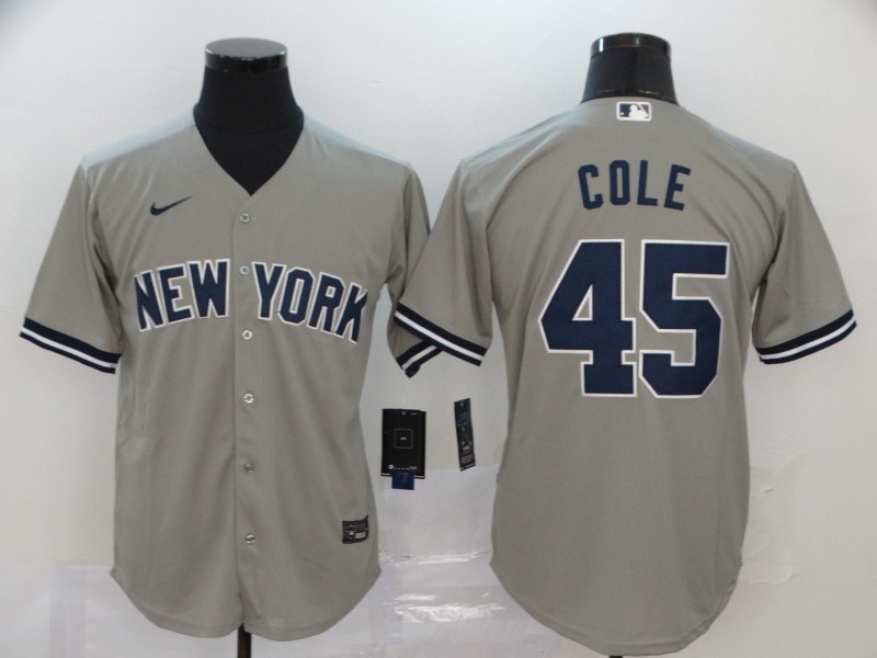 Men's New York Yankees #45 Gerrit Cole 2020 Grey Cool Base Stitched MLB Jersey