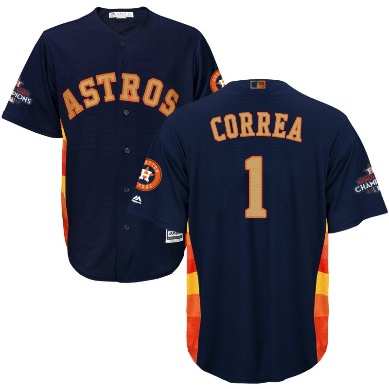 Men's Houston Astros #1 Carlos Correa Navy 2018 Gold Program Cool Base Stitched MLB Jersey