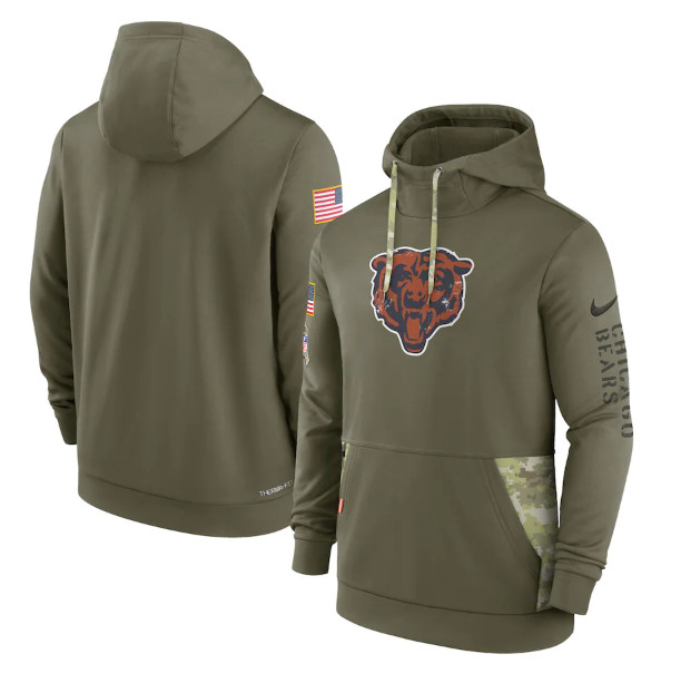 Men's Chicago Bears 2022 Olive Salute to Service Therma Performance ...