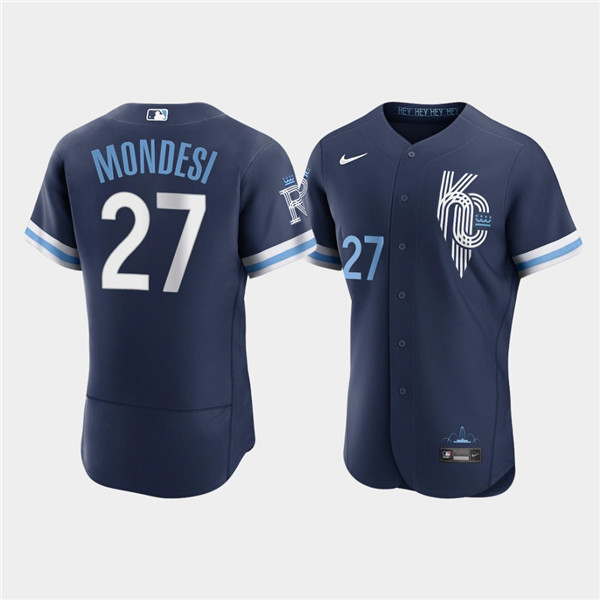 Men's Kansas City Royals #27 Adalberto Mondesi 2022 Navy City Connect Flex Base Stitched MLB Jersey