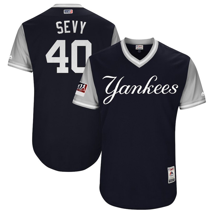 Men's New York Yankees Luis Severino "Sevy" Majestic Navy/Gray 2018 Players' Weekend Jersey