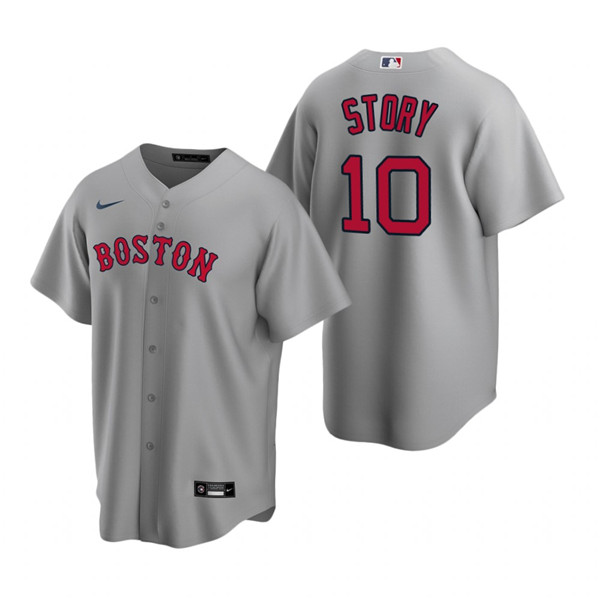 Men's Boston Red Sox #10 Trevor Story Grey Cool Base Stitched Baseball Jersey