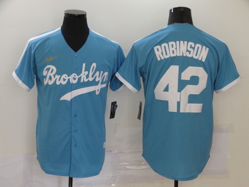 Men's Los Angeles Dodgers Blue #42 Jackie Robinson Throwback Cool Base Stitched MLB Jersey