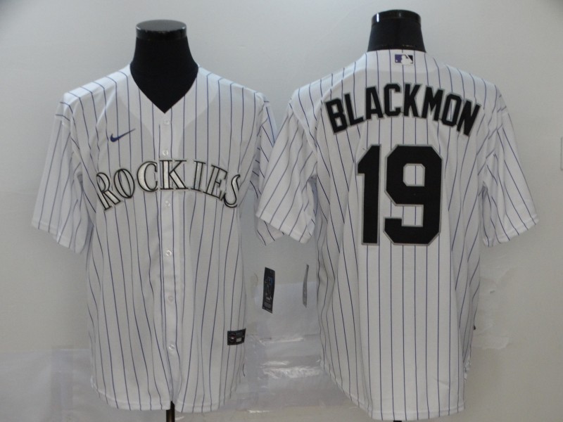 Men's Colorado Rockies #19 Charlie Blackmon White Cool Base Stitched MLB Jersey