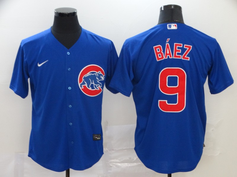 Men's Chicago Cubs #9 Javier Baez Blue Cool Base Stitched MLB Jersey