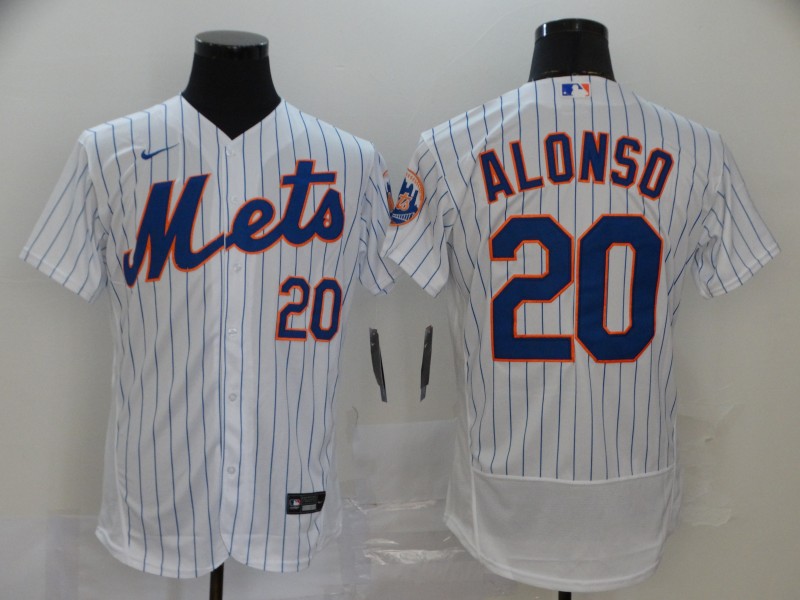 Men's New York Mets #20 Pete Alonso 2020 White Flex Base Stitched MLB Jersey